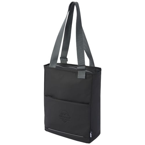 Custom Branded Aqua 14" GRS recycled water resistant laptop tote bag 14L