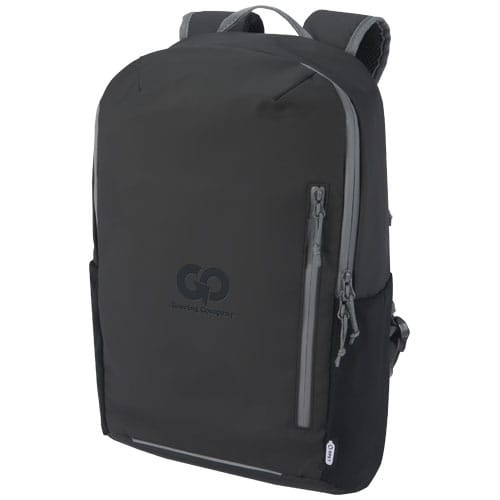 Custom Branded Aqua 15" GRS recycled water resistant laptop backpack 21L