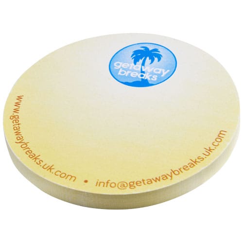 Promotional Sticky-Mate® circle-shaped recycled sticky notes