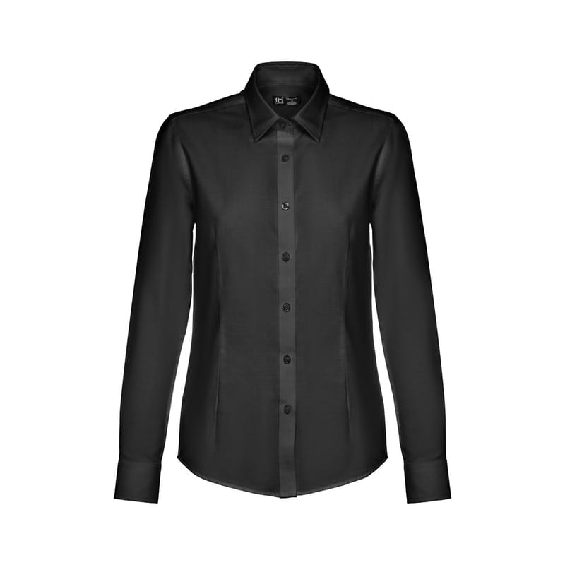 Custom Branded THC TOKYO WOMEN. Women's long-sleeved oxford shirt with pearl coloured buttons