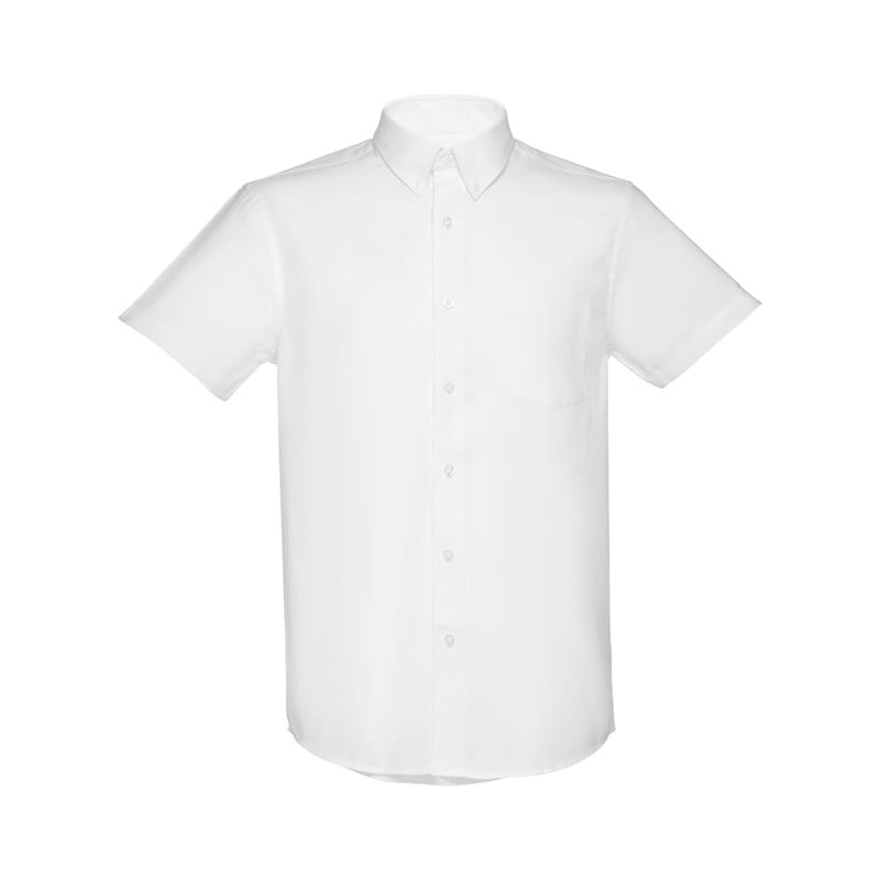 Custom Branded THC LONDON WH. Men's short-sleeved oxford shirt. White