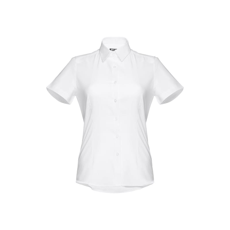 Custom Branded THC LONDON WOMEN WH. Women's short-sleeved oxford shirt. White