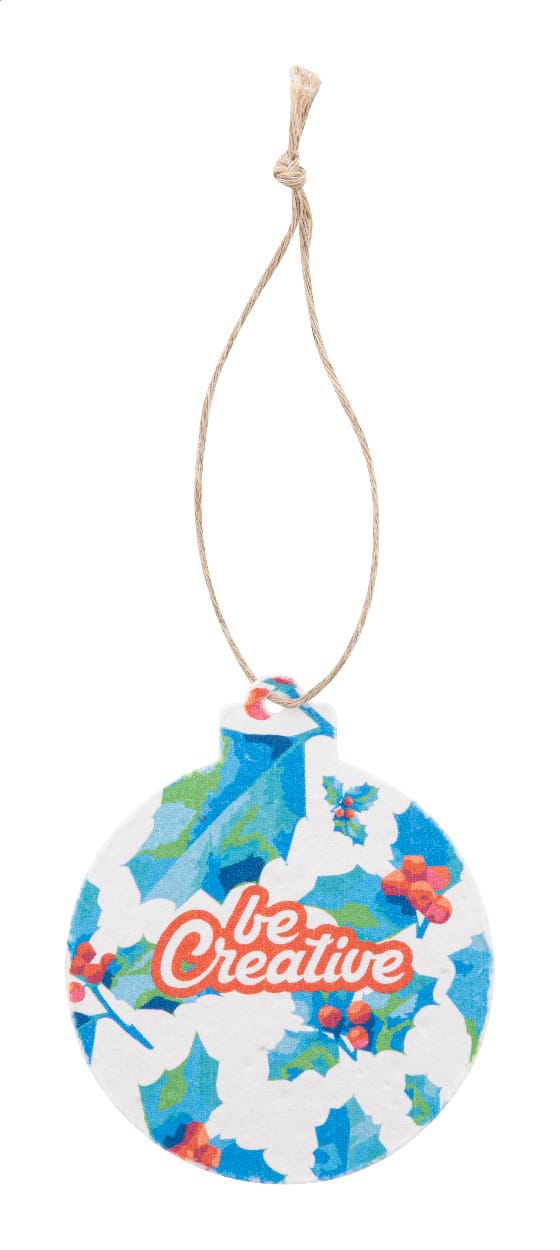 Custom seed paper Christmar tree ornament, round