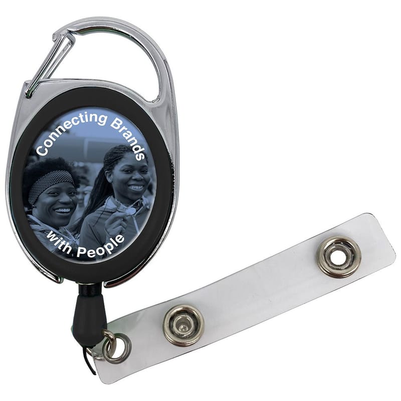 Promotional Carabiner Pull Reel with Decal