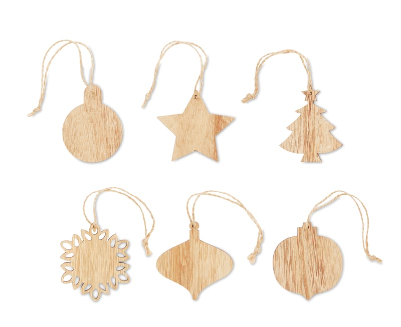 Promotional Set Of Wooden Xmas Ornaments