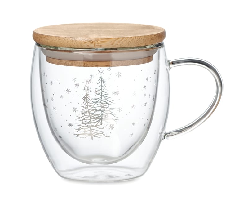 Custom Printed Bamboo Double Wall Borosilicate Mug