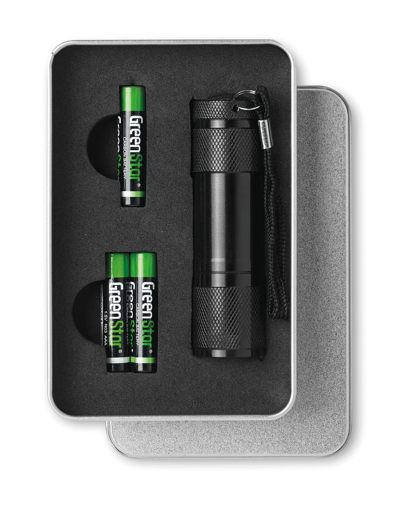 Branded Led Torch In Tin Box