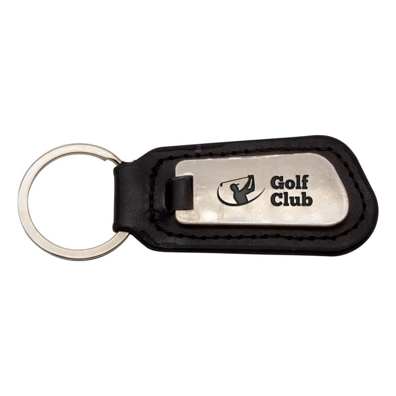 Promotional Leather Effect Keyring (Hard Enamel Infill)