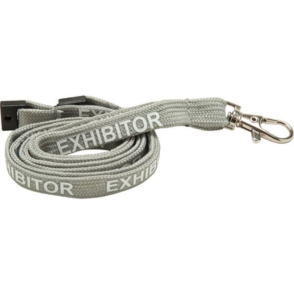 Custom Branded 10mm Tubular Lanyard Pre-Printed: EXHIBITOR (UK Stock)