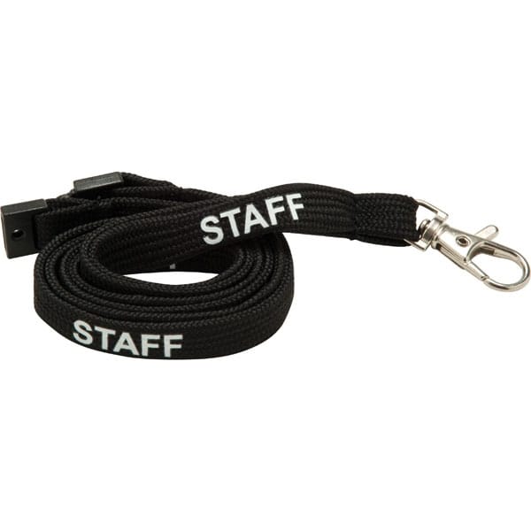 Custom Branded 10mm Tubular Lanyard Pre-Printed: STAFF (UK Stock)