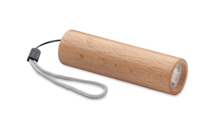 Branded Beech Wood Rechargeable Torch