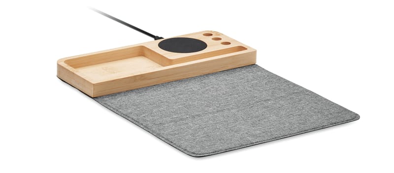 Branded RPET Wireless Charger In Bamboo 15w