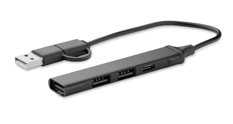 Branded Recycled Usb 4 Port Hub 19 Cm