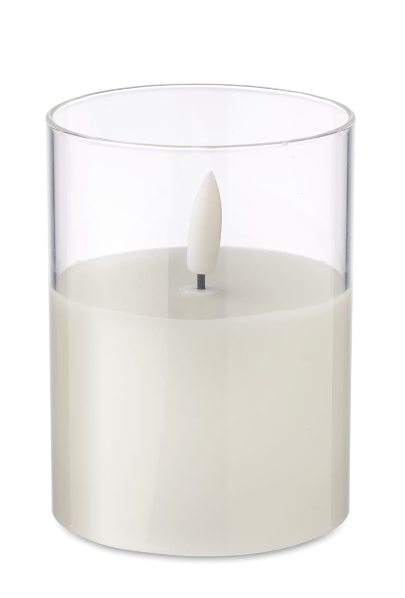 Custom Printed Led Wax Candle In Glass Holder