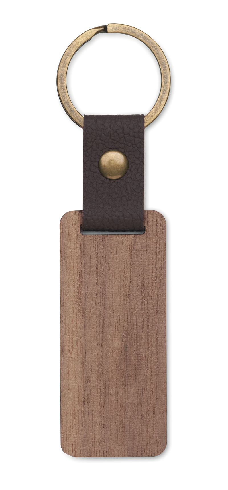 Promotional Key Ring In Walnut And Pu