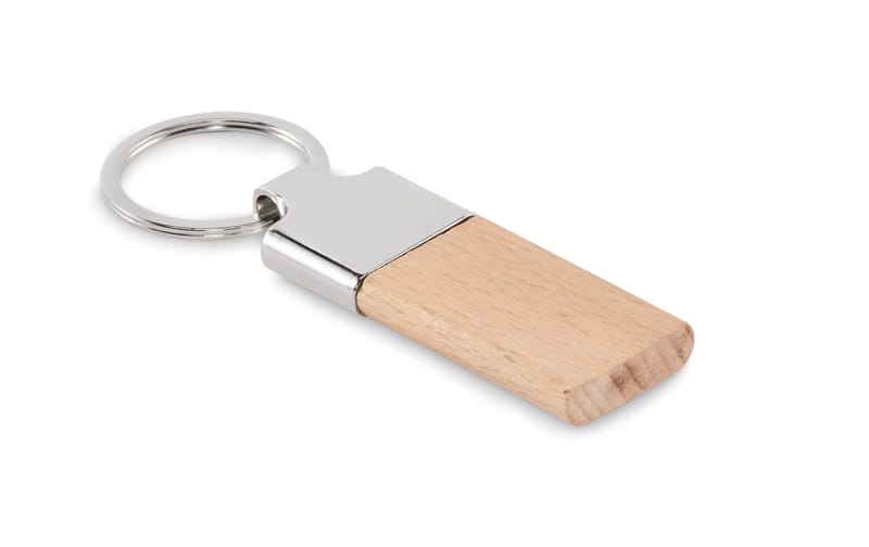 Promotional Key Ring With Rubber Wood