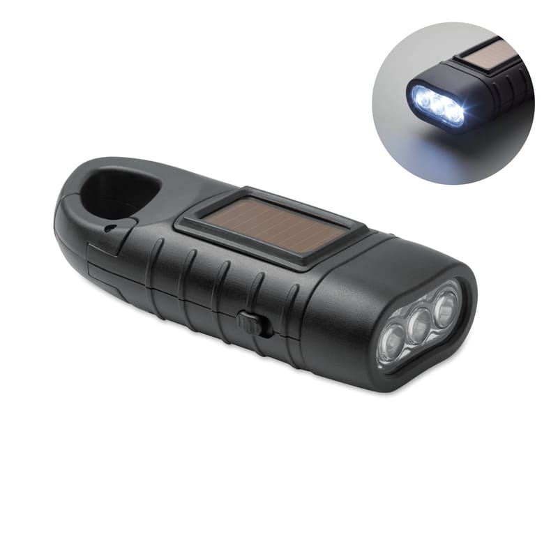 Branded Recycled Solar Torch With Dynamo Crank