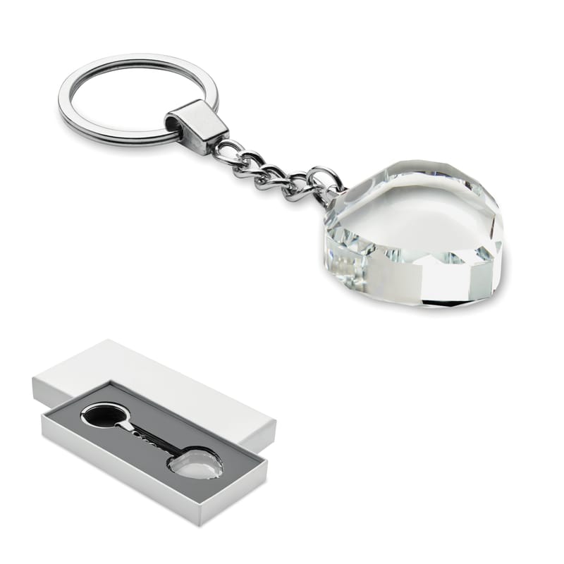 Custom Printed Glass Heart Award Key Ring