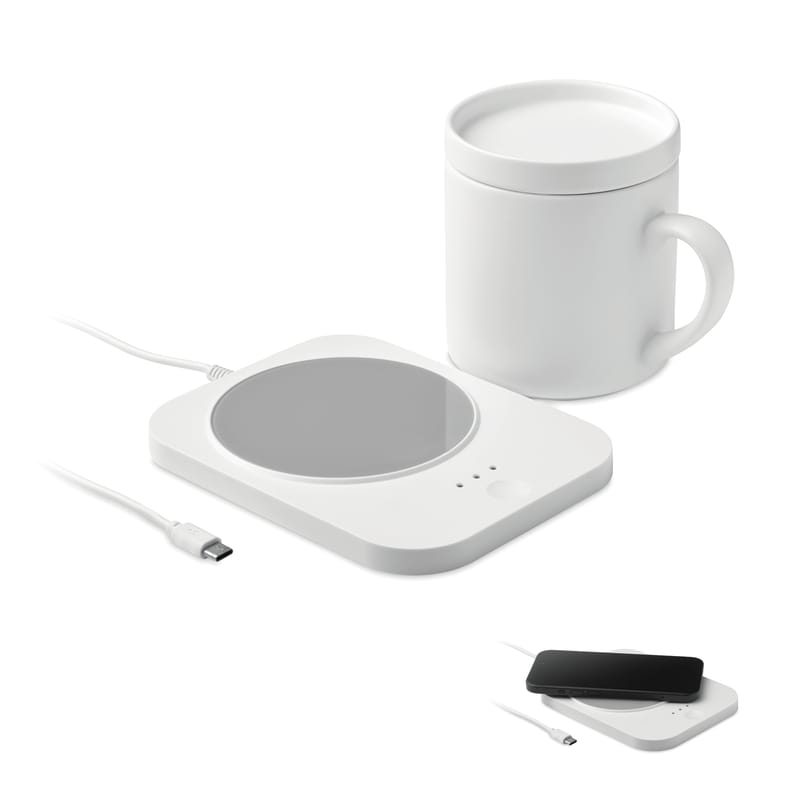 Custom Printed Wireless Charger Mug Warmer Set