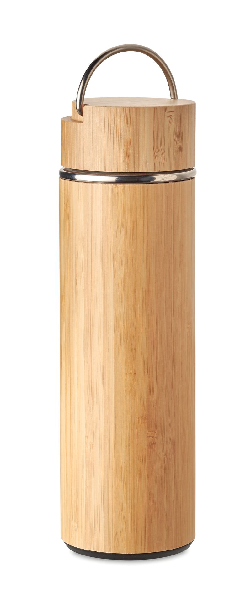 Custom Printed Bamboo Stainless Steel Double Wall Flask 400 Ml