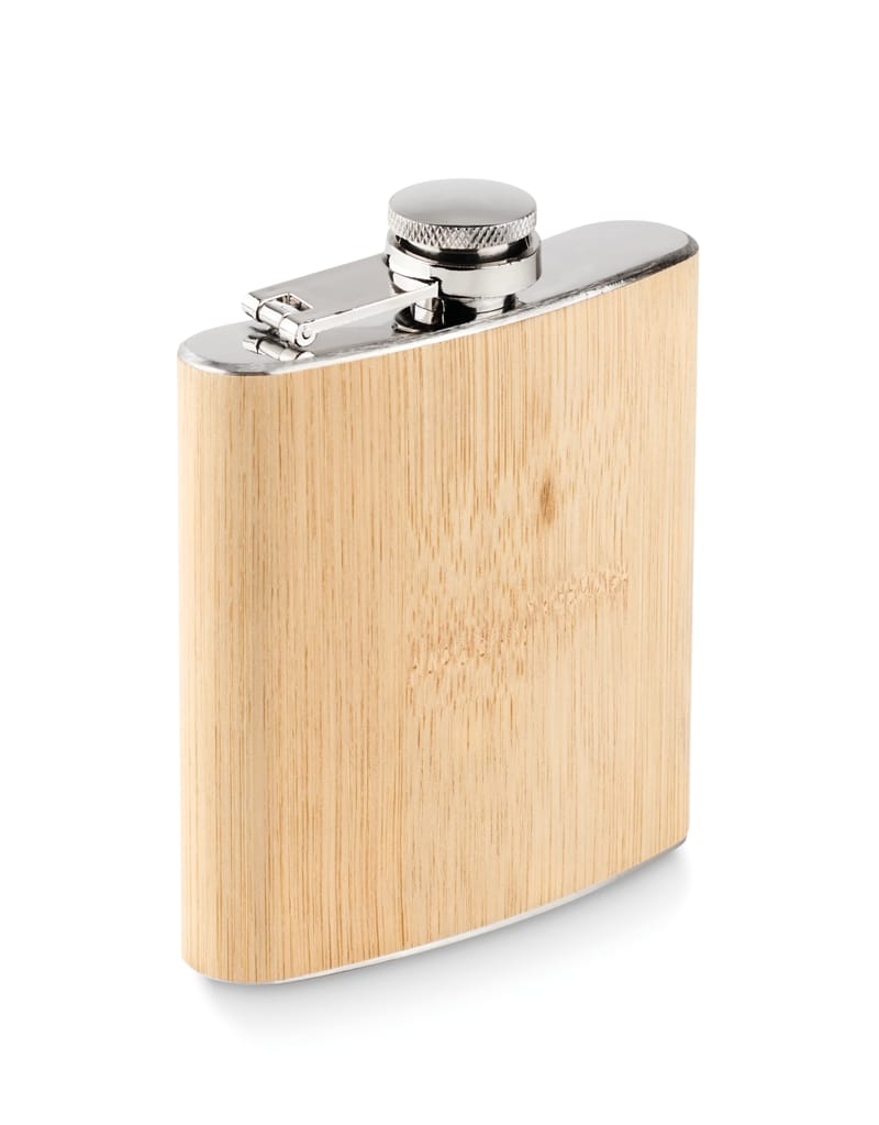 Custom Printed Bamboo Slim Hip Flask 170ml