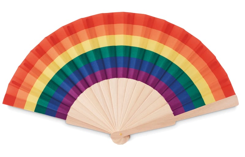 Branded Rainbow Wooden Hand Fan