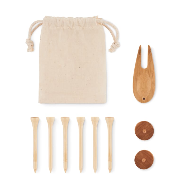 Custom Branded Organic Bamboo Golf Accessories Set In Pouch