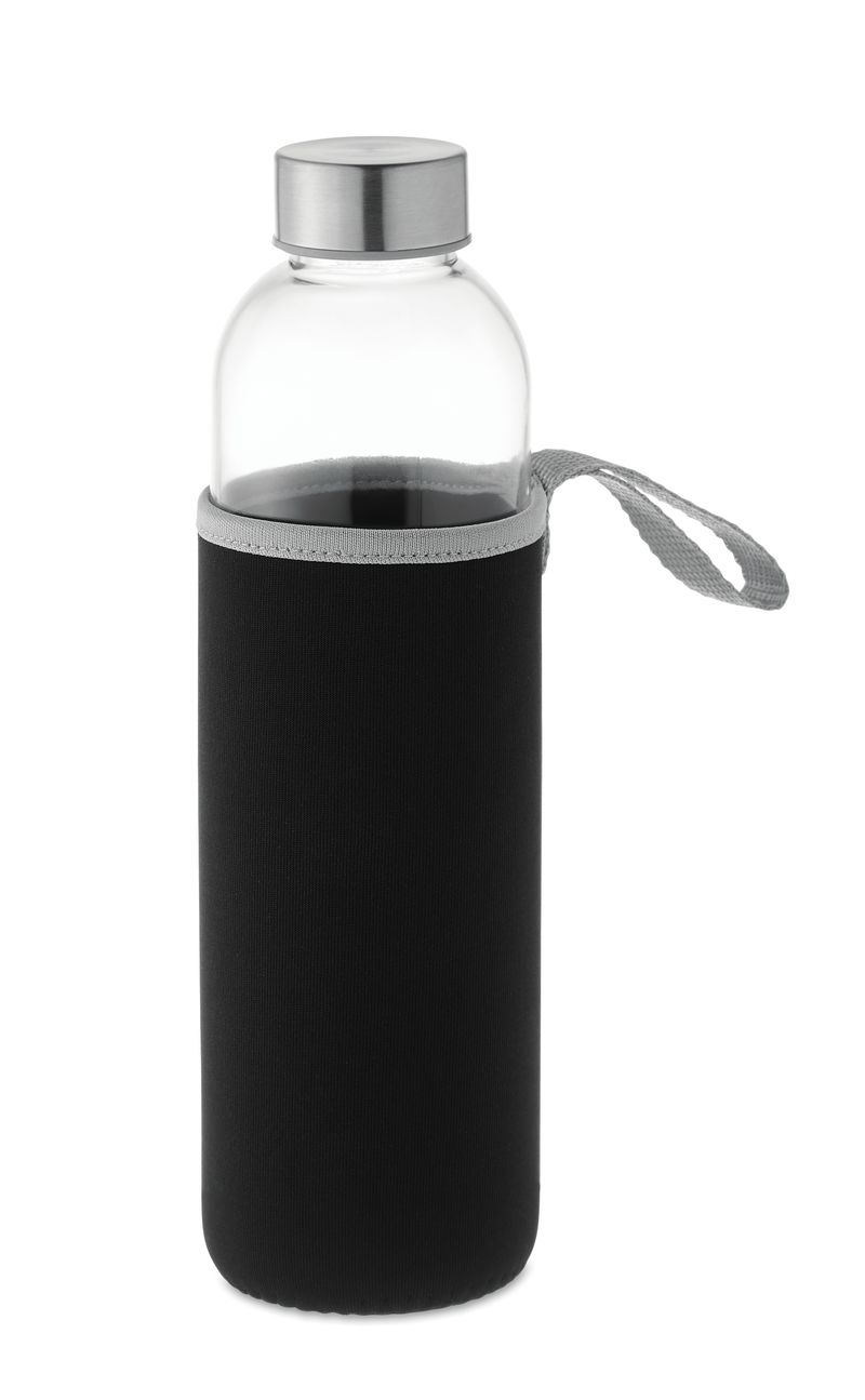 Custom Branded Glass Water Bottle In Pouch 750ml