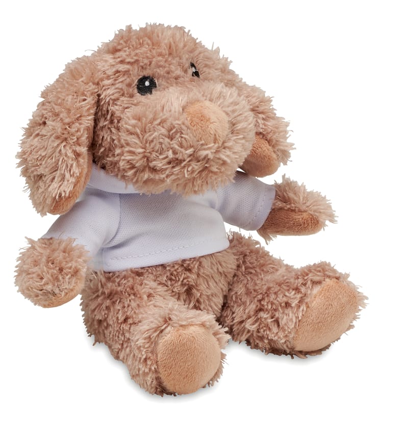 Custom Branded Dog Plush Wearing A Hoodie