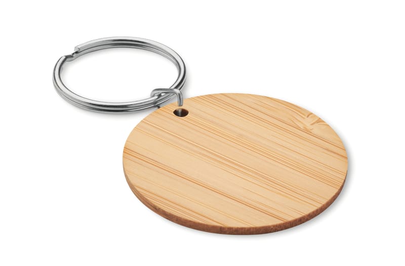 Promotional Round Bamboo Key Ring