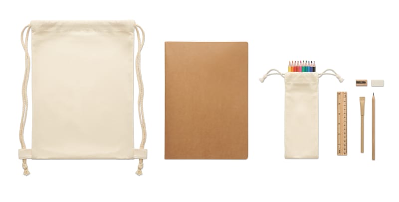Custom Branded Recycled Kids Drawing Set In Drawstring