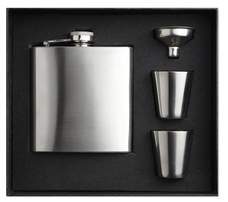 Custom Printed Slim Hip Flask W 2 Cups Set