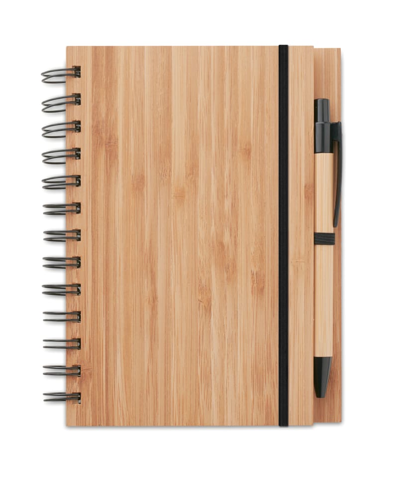 Promotional Recycled Bamboo Notebook With Pen Lined