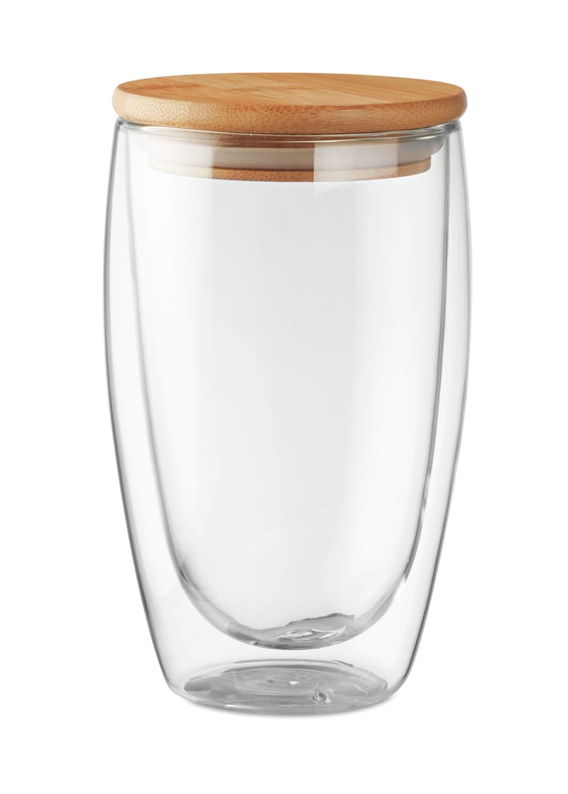 Custom Printed Bamboo Double Wall Glass 450 Ml