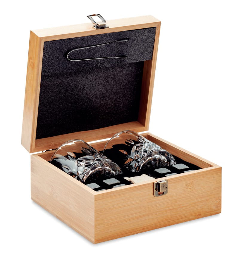 Custom Printed Whisky Set In Bamboo Box