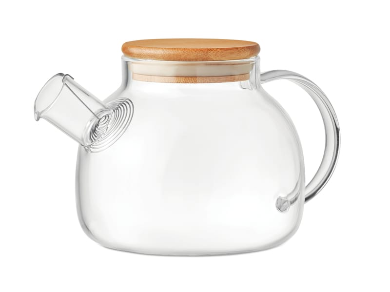 Custom Printed Bamboo Teapot Borosilicate Glass 850ml