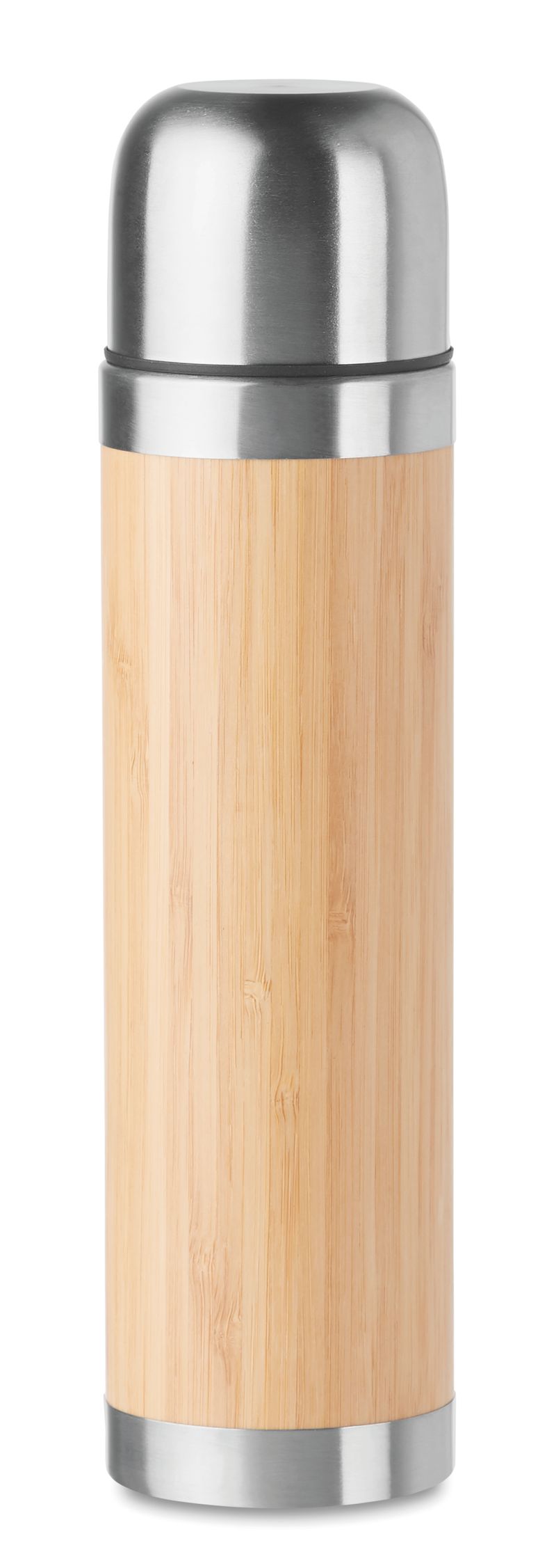 Custom Printed Stainless Steel Double Wall Bamboo Cover Flask