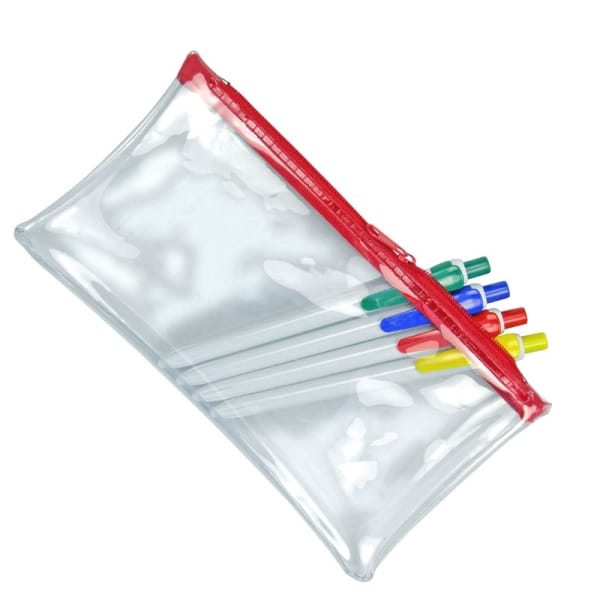 Promotional PVC Pencil Case (UK Stock: Clear with Red Zip)