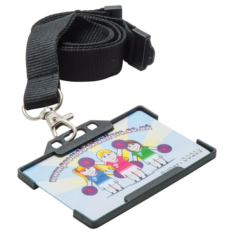 Custom Branded Landscape Rigid Card Holder (UK Stock: Black)