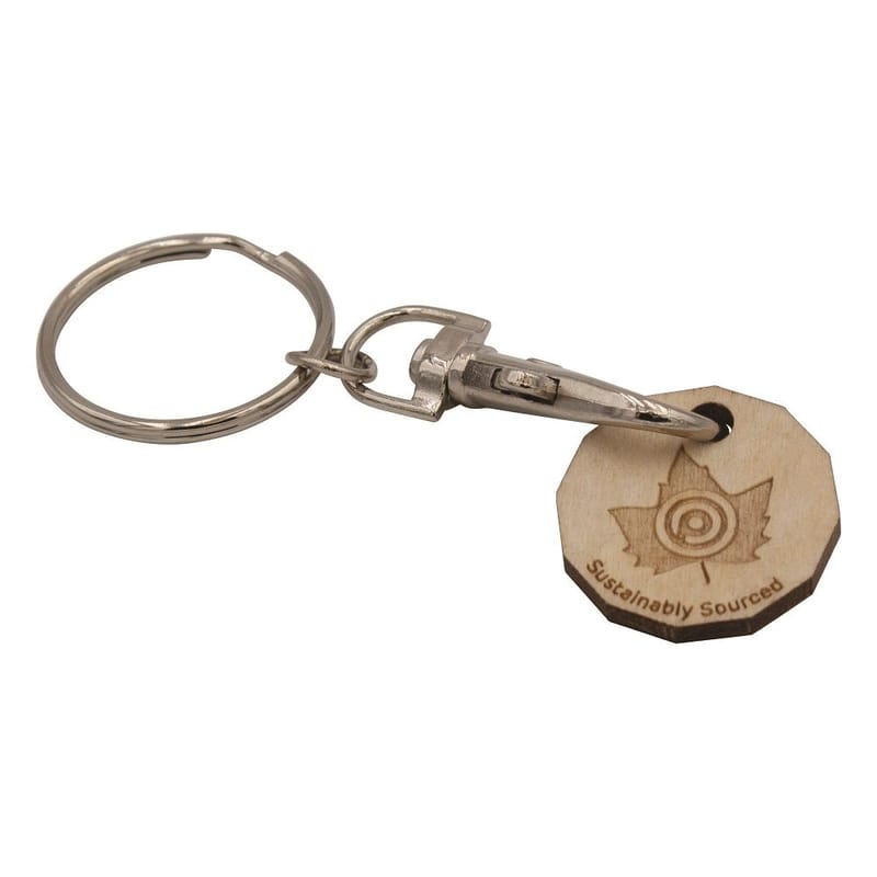 Custom Branded Wooden Trolley Coin Keyring