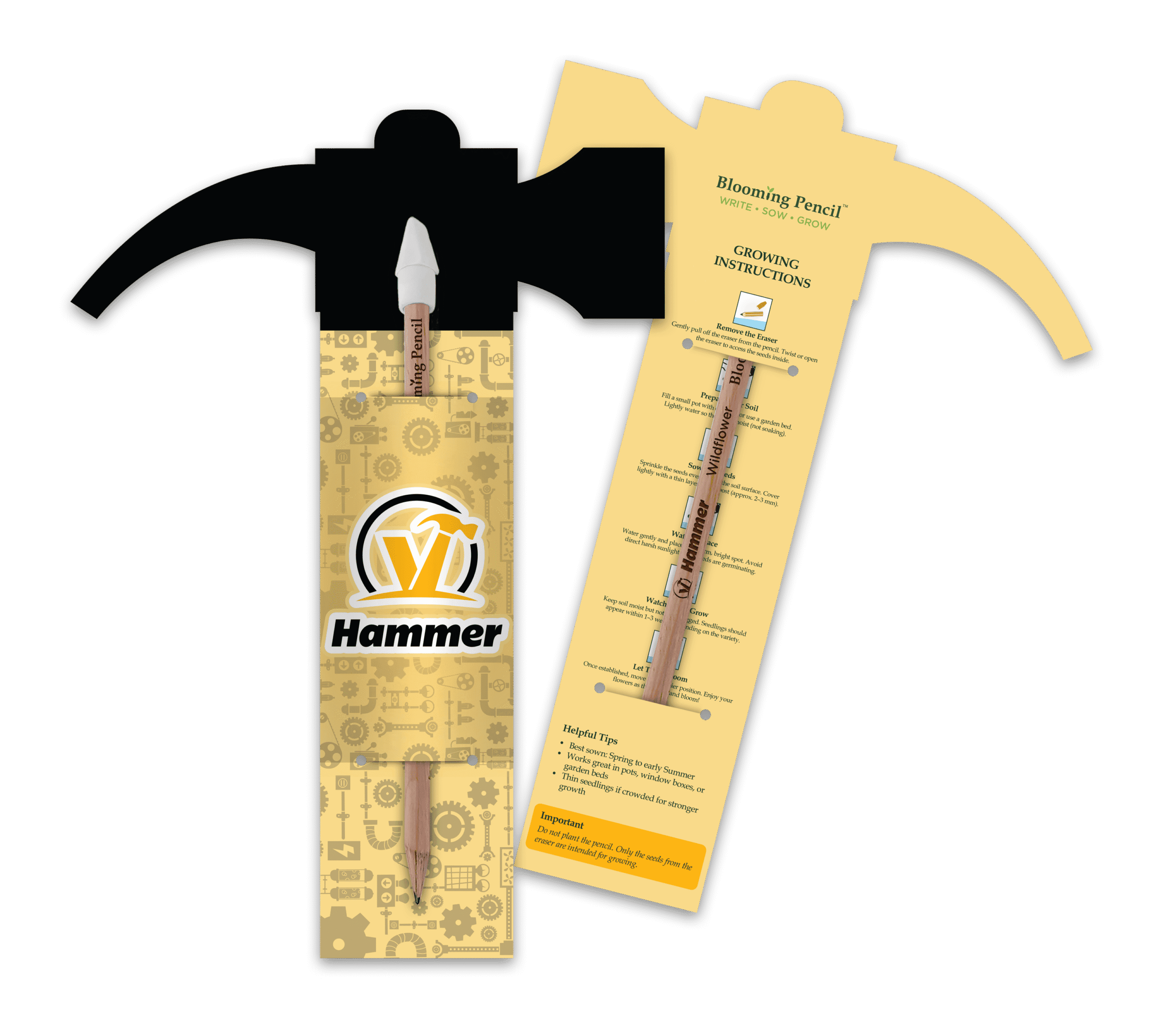 Blooming Pencil with Hammer Shaped Backing Card