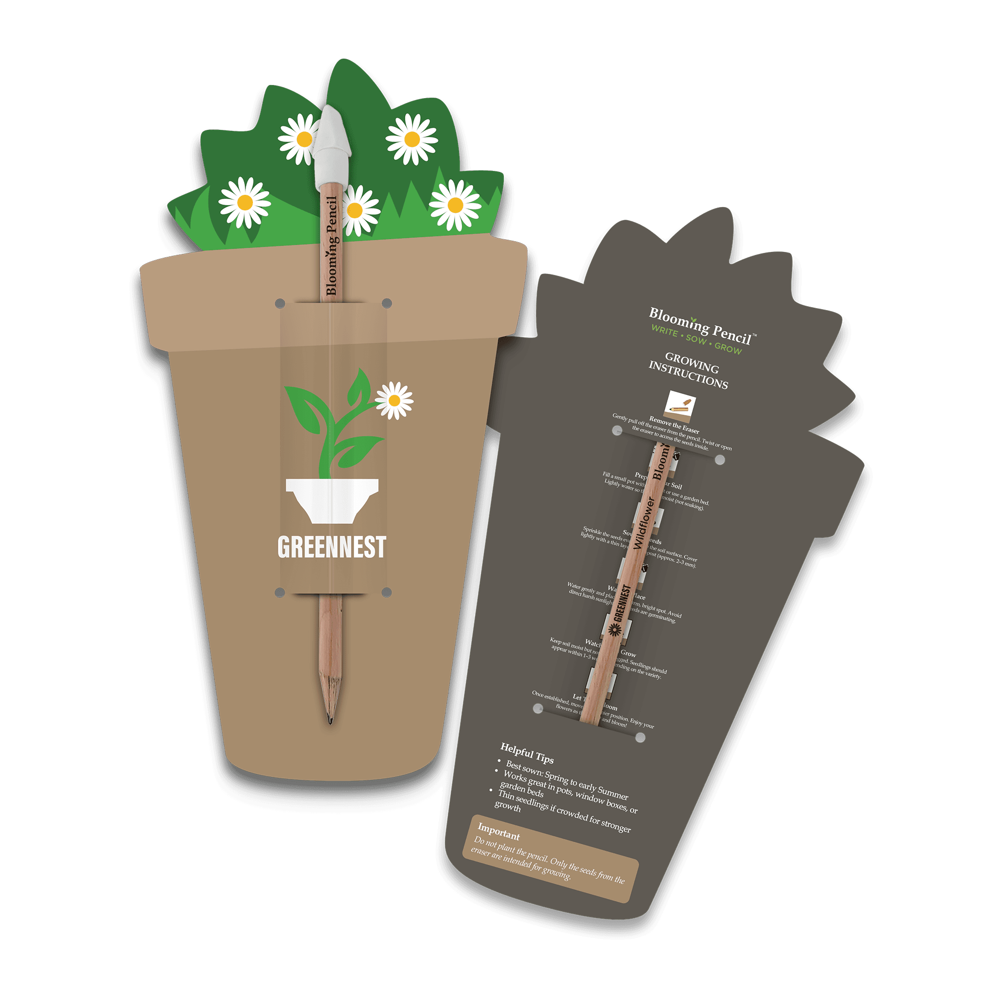 Blooming Pencil with Plant Pot Shaped Backing Card